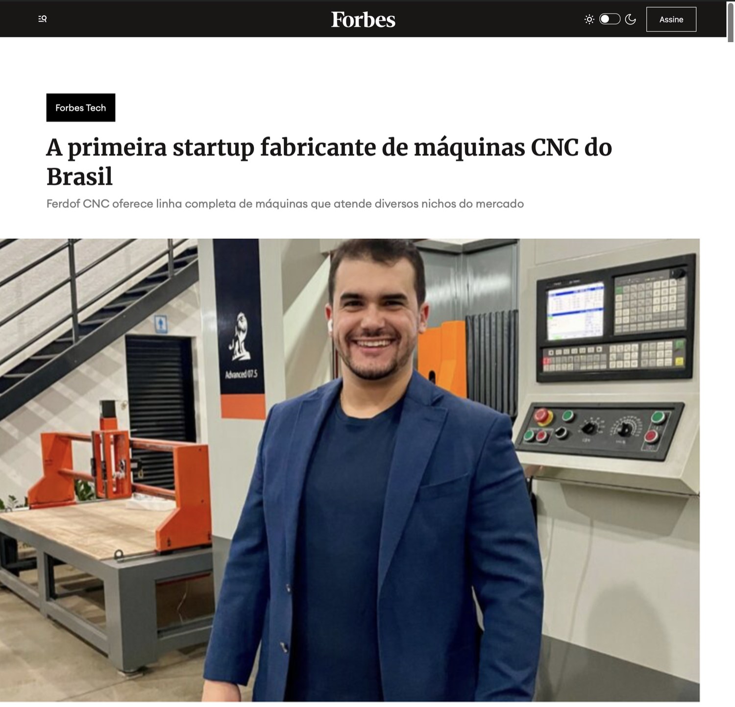 Publicação na Forbes Brasil sobre a Ferdof CNC